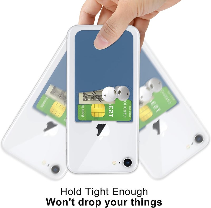 Senose Phone Wallet, Phone Card Holder Stick On Silicone Credit Card Holder for Back of Cellphone, Business Card & Id Compatible for iPhone Android Any Smartphone - Image 3